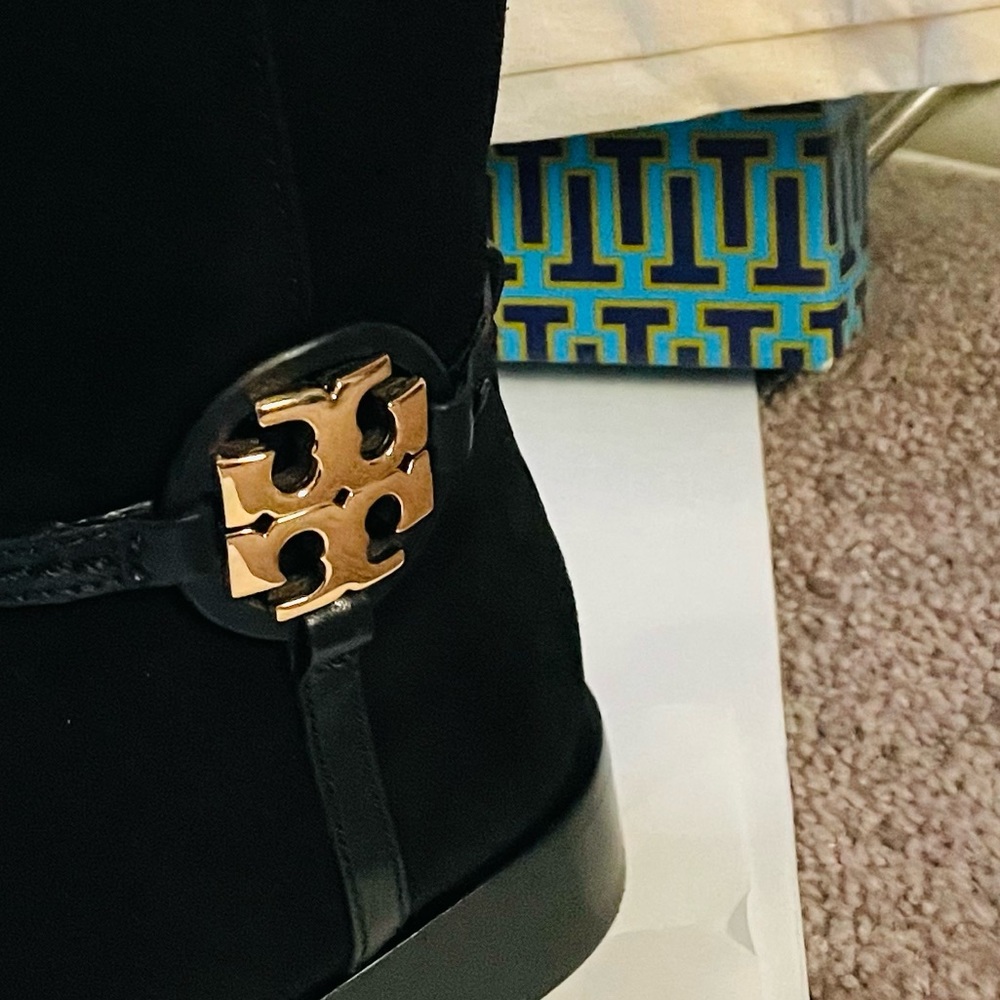 TORY BURCH MILLER BLACK SUEDE OVER THE KNEE BOOTS 5.5 & Dust Bag NEW - Picture 6 of 11